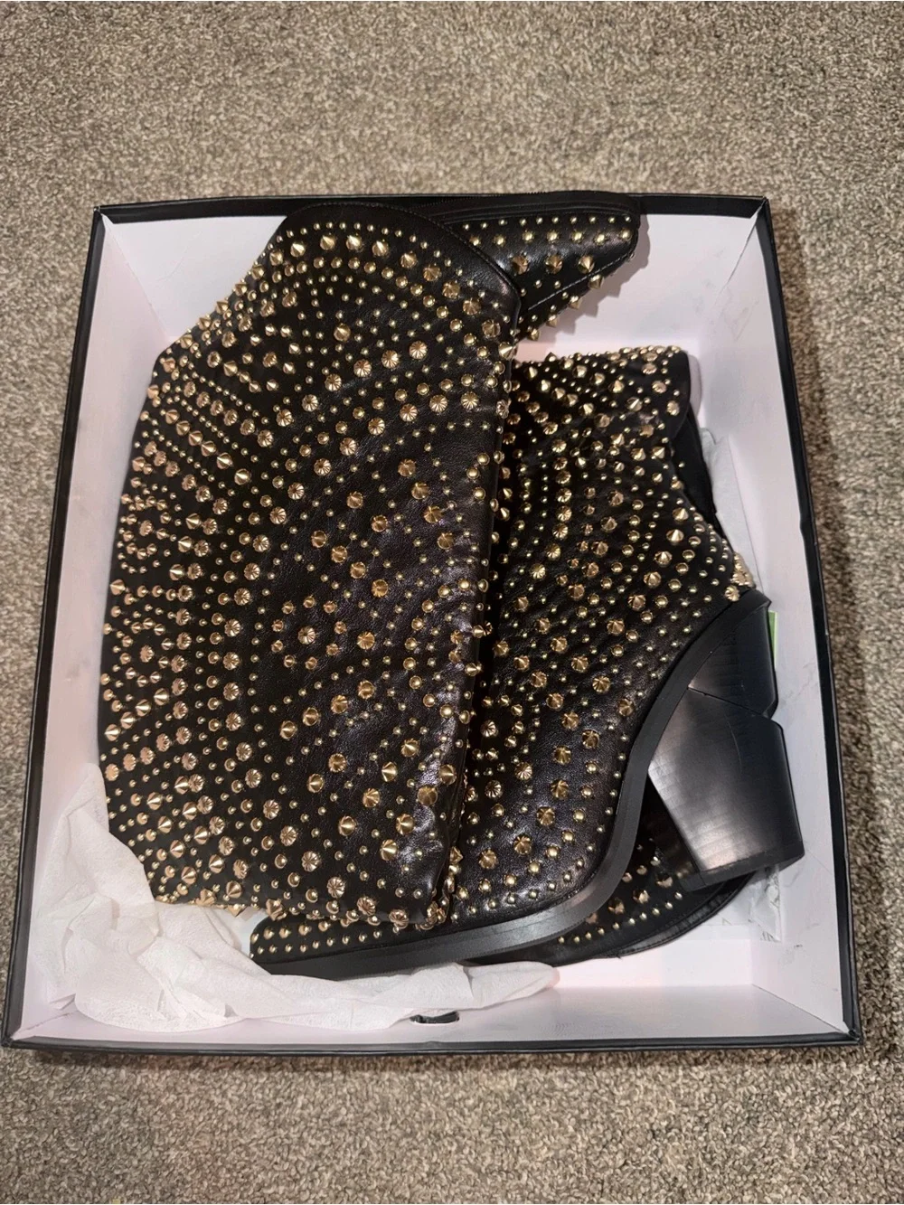 Azalea Wang Studded Black Knee-High Women's Boot